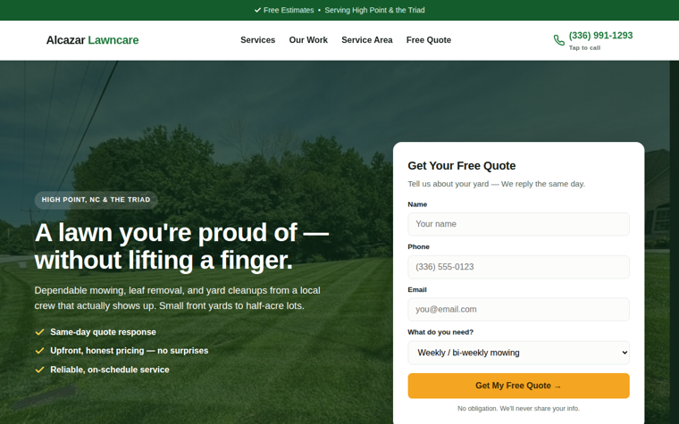 Alcazar Lawncare website